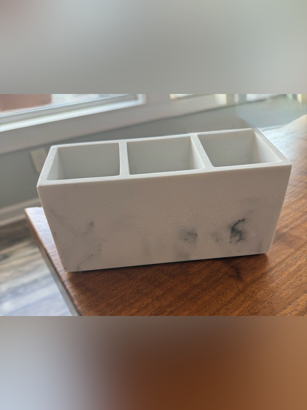 White Marble with Black Logo Cosmetic Organizer Tray - Picture 8 of 13